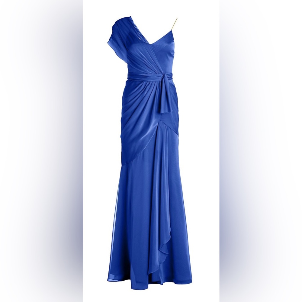 THEIA - Jana Asymmetric Draped Satin Gown - Size 0